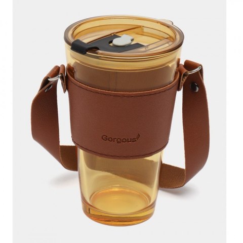 Kubek z kolorowego szkła na Kawę Herbatę ze słomką i zamknięciem 450 ML CUP09BR Kubek z kolorowego szkła na Kawę Herbatę ze słomką i zamknięciem 450 ML CUP09BR
