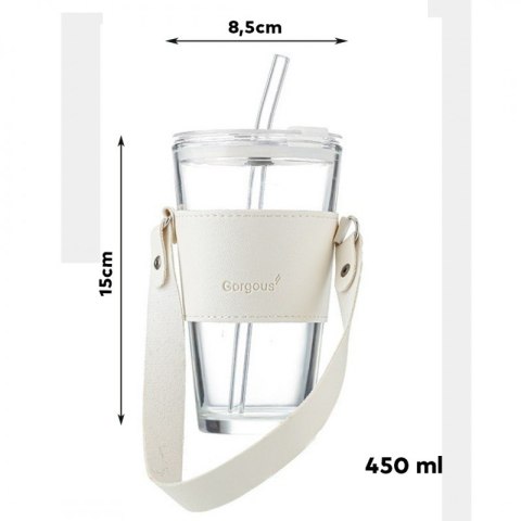 Kubek ze szkła na Kawę Herbatę ze słomką i zamknięciem 450 ML CUP09B Kubek ze szkła na Kawę Herbatę ze słomką i zamknięciem 450 ML CUP09B