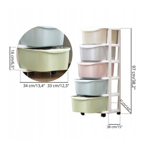 Plastikowy regał na kółkach szafka szuflady szafa 97 x 38 x 37 cm PO10 Plastikowy regał na kółkach szafka szuflady szafa 97 x 38 x 37 cm PO10