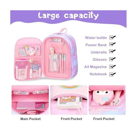 Plecak RAINBOW sweet szkolny uniwersalny z brelokiem, kieszonki PL161 Plecak RAINBOW sweet szkolny uniwersalny z brelokiem, kieszonki PL161