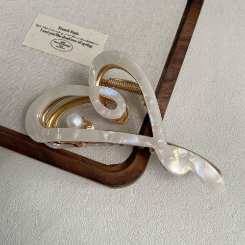 Spinka do włosów, klamra metalowa masa perłowa biała XL 12x6cm SP342B Spinka do włosów, klamra metalowa masa perłowa biała XL 12x6cm SP342B