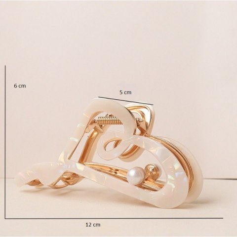 Spinka do włosów, klamra metalowa masa perłowa biała XL 12x6cm SP342B Spinka do włosów, klamra metalowa masa perłowa biała XL 12x6cm SP342B