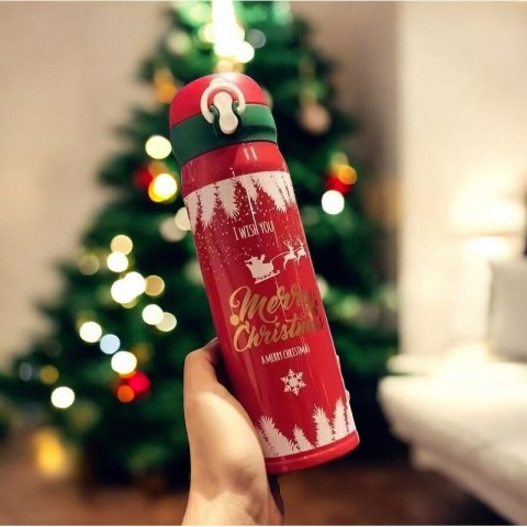 KUBEK TERMICZNY, BIDON 500ML TERMOS ŚWIĄTECZNY ZIMOWY czerwony BD39CZE KUBEK TERMICZNY, BIDON 500ML TERMOS ŚWIĄTECZNY ZIMOWY czerwony BD39CZE