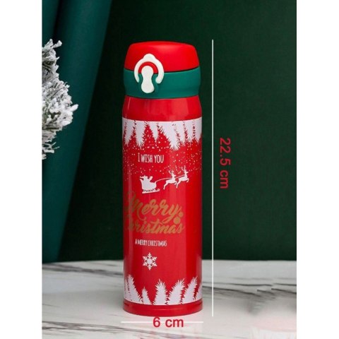 KUBEK TERMICZNY, BIDON 500ML TERMOS ŚWIĄTECZNY ZIMOWY czerwony BD39CZE KUBEK TERMICZNY, BIDON 500ML TERMOS ŚWIĄTECZNY ZIMOWY czerwony BD39CZE