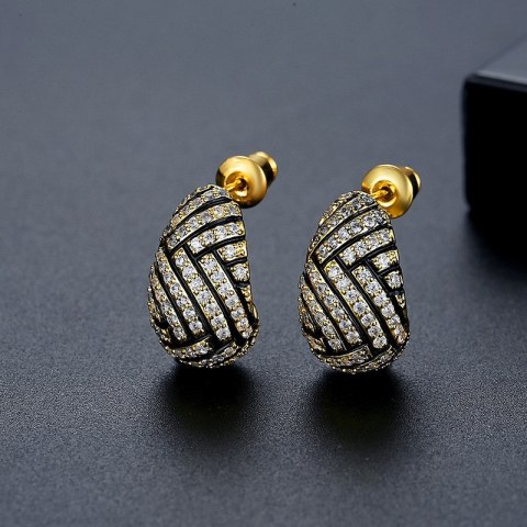 Kolczyki ze stali szlachetnej platerowane 14K złotem, sztyft S925, cyrkonie KST3303 Kolczyki ze stali szlachetnej platerowane 14K złotem, sztyft S925, cyrkonie KST3303