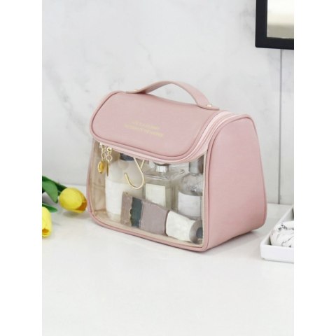 Kosmetyczka rozkładana elegancka kuferek pudrowy róż KS85 Kosmetyczka rozkładana elegancka kuferek pudrowy róż KS85