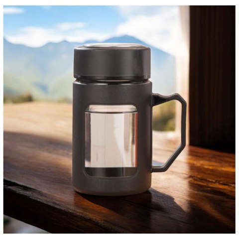 Kubek bidon ze szkła na Kawę Herbatę z uchwytem czarny 500 ML CUP18CZ Kubek bidon ze szkła na Kawę Herbatę z uchwytem czarny 500 ML CUP18CZ