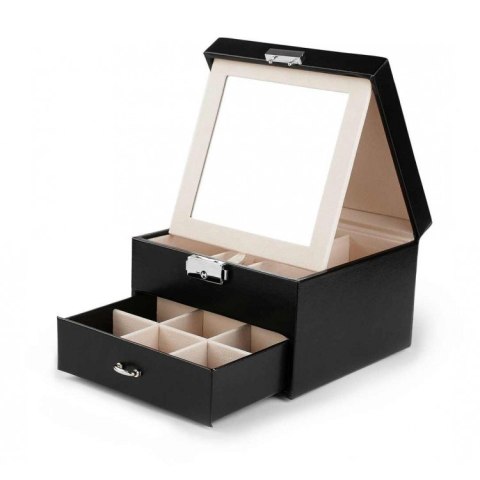 Szkatułka kuferek etui organizer na biżuterię czarna PD148CZ Szkatułka kuferek etui organizer na biżuterię czarna PD148CZ