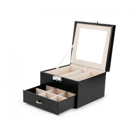 Szkatułka kuferek etui organizer na biżuterię czarna PD148CZ Szkatułka kuferek etui organizer na biżuterię czarna PD148CZ