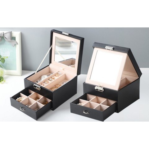 Szkatułka kuferek etui organizer na biżuterię czarna PD148CZ Szkatułka kuferek etui organizer na biżuterię czarna PD148CZ