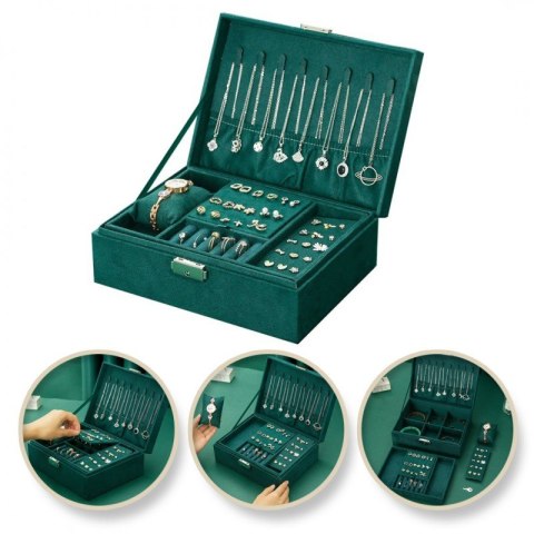 Szkatułka na biżuterię kuferek etui organizer butelkowa zieleń pudełko PD133 Szkatułka na biżuterię kuferek etui organizer butelkowa zieleń pudełko PD133