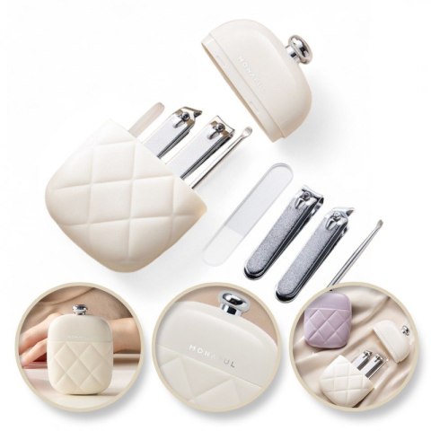 Zestaw akcesoriów etui do paznokci manicure kremowy 9,5cmx7cm AK10K