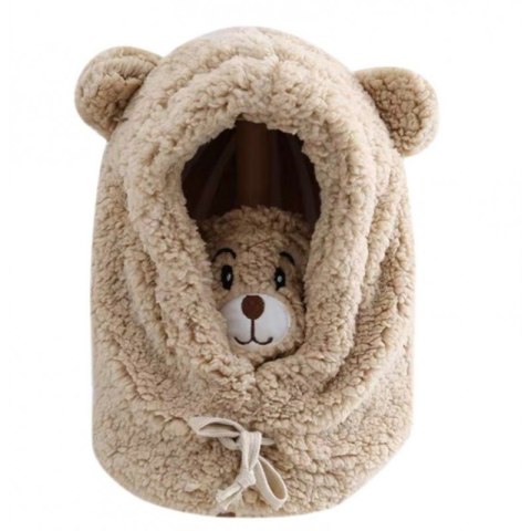 Czapka zimowa pluszowa z uszami misia + komin, 2 w 1 - brązowa CZ34WZ1 Czapka zimowa pluszowa z uszami misia + komin, 2 w 1 - brązowa CZ34WZ1
