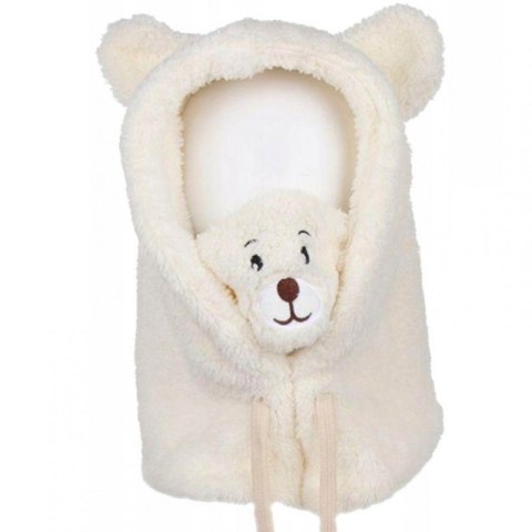 Czapka zimowa pluszowa z uszami misia + komin, 2 w 1 - kremowa CZ34WZ2 Czapka zimowa pluszowa z uszami misia + komin, 2 w 1 - kremowa CZ34WZ2