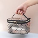 Kosmetyczka damska kuferek transparentna czarne serca 12x21x13cm KS125