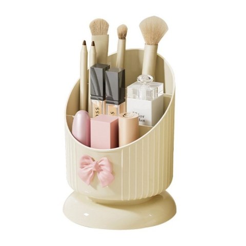 Organizer na pędzle, Kremowy z różową KOKARDKĄ 15,8 x 11 cm CB67 Organizer na pędzle, Kremowy z różową KOKARDKĄ 15,8 x 11 cm CB67