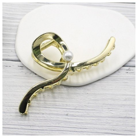 Spinka klamra do włosów XL metalowa złota z perłą 12,5 cm SP377 Spinka klamra do włosów XL metalowa złota z perłą 12,5 cm SP377