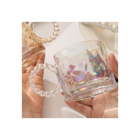 Szklanka opalizująca z uchem do kawy, drinków 1szt 260ml SZK55 Szklanka opalizująca z uchem do kawy, drinków 1szt 260ml SZK55