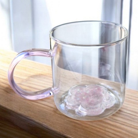 Szklanka termiczna z brokatowtym kwiatkiem w środku 250 ml - SZK143 Szklanka termiczna z brokatowtym kwiatkiem w środku 250 ml - SZK143