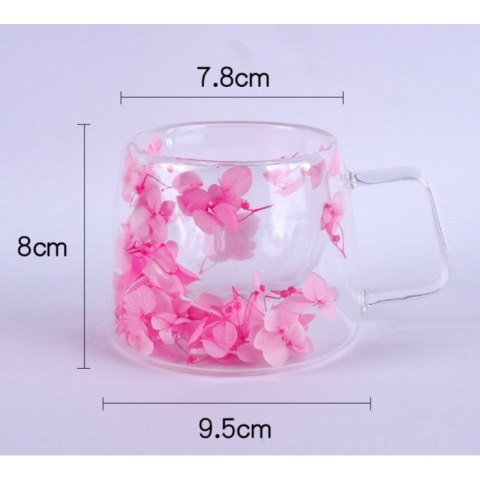Szklanka termiczna z hortensją w środku róż 180 ml 1szt SZK74 Szklanka termiczna z hortensją w środku róż 180 ml 1szt SZK74