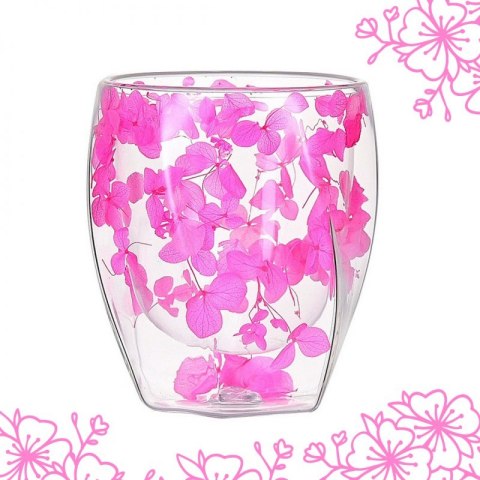 Szklanka termiczna z hortensją w środku róż z bielą 250 ml 1szt SZK90 Szklanka termiczna z hortensją w środku róż z bielą 250 ml 1szt SZK90
