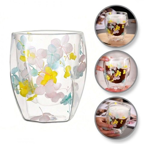 Szklanka termiczna z hortensją żółtą, niebieską i różową 250 ml 1szt SZK88 Szklanka termiczna z hortensją żółtą, niebieską i różową 250 ml 1szt SZK88