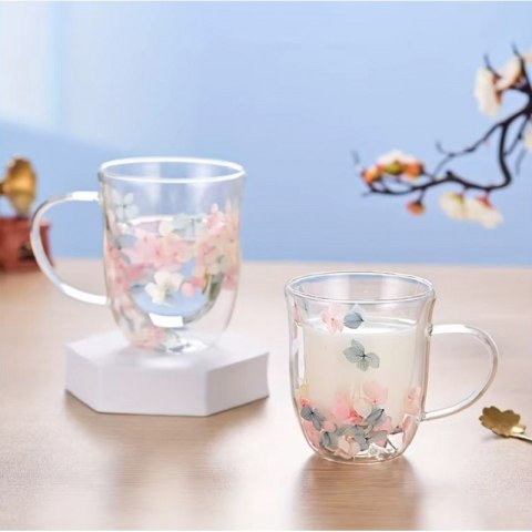 Szklanka termiczna z kwiatkami w środku 300 ml 1szt SZK144 Szklanka termiczna z kwiatkami w środku 300 ml 1szt SZK144