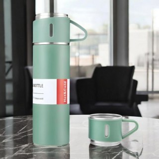 ZESTAW TERMOS Z 3 KUBKAMI zapakowany na prezent, 500 ml zielony BD24ZIE