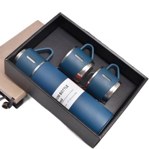 ZESTAW TERMOS Z 3 KUBKAMI zapakowany na prezent, 500ml granatowy BD24GRAN ZESTAW TERMOS Z 3 KUBKAMI zapakowany na prezent, 500ml granatowy BD24GRAN