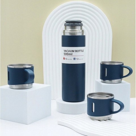 ZESTAW TERMOS Z 3 KUBKAMI zapakowany na prezent, 500ml granatowy BD24GRAN ZESTAW TERMOS Z 3 KUBKAMI zapakowany na prezent, 500ml granatowy BD24GRAN