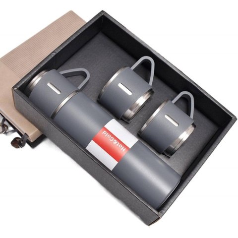 ZESTAW TERMOS Z 3 KUBKAMI zapakowany na prezent, 500ml szary BD24SZ ZESTAW TERMOS Z 3 KUBKAMI zapakowany na prezent, 500ml szary BD24SZ