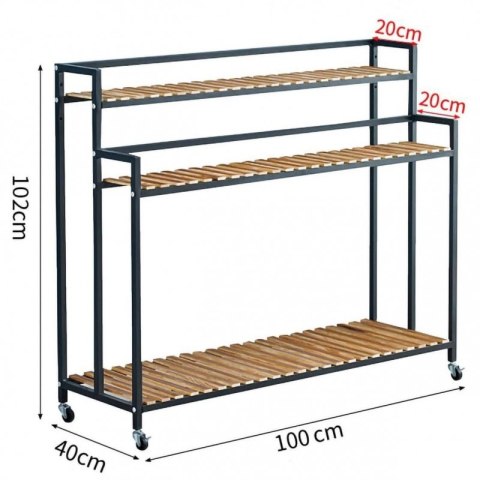 Kwietnik, regał, stojak na kwiaty 3 poziomowy,100 x 40 x 102cm, czarny SZ42 Kwietnik, regał, stojak na kwiaty 3 poziomowy,100 x 40 x 102cm, czarny SZ42