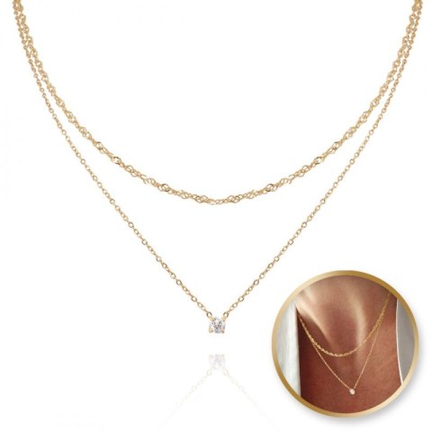 Podwójny naszyjnik stal chirurgiczna pozłacana 14k gold NST2138 Podwójny naszyjnik stal chirurgiczna pozłacana 14k gold NST2138