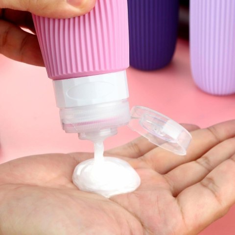 Zestaw silikonowych pojemniczków, buteleczek podróżnych 4w1 90ml KS137WZ1 Zestaw silikonowych pojemniczków, buteleczek podróżnych 4w1 90ml KS137WZ1