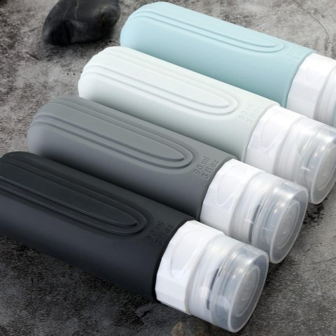 Zestaw silikonowych pojemniczków, buteleczek podróżnych 4w1 90ml KS138 Zestaw silikonowych pojemniczków, buteleczek podróżnych 4w1 90ml KS138