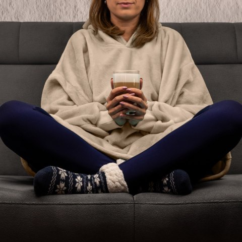 Bluzair Bluza Koc Hoodie Oversize Polska Beżowy Bluzair Bluza Koc Hoodie Oversize Polska Beżowy