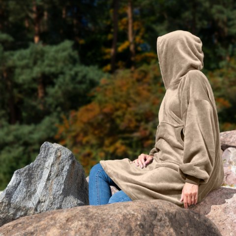 Bluzair Bluza Koc Hoodie Oversize Polska Beżowy Bluzair Bluza Koc Hoodie Oversize Polska Beżowy