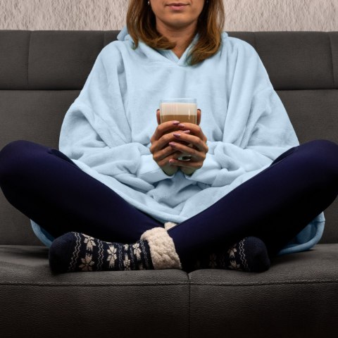 Bluzair Bluza Koc Hoodie Oversize Polska Błękitny Bluzair Bluza Koc Hoodie Oversize Polska Błękitny