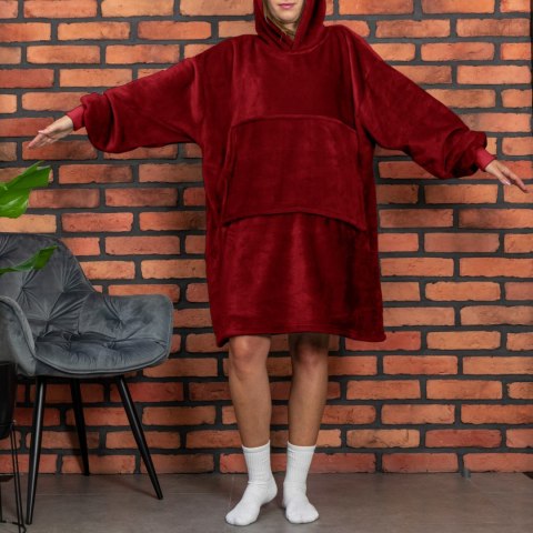 Bluzair Bluza Koc Hoodie Oversize Polska Bordowy Bluzair Bluza Koc Hoodie Oversize Polska Bordowy