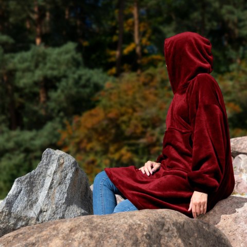 Bluzair Bluza Koc Hoodie Oversize Polska Bordowy Bluzair Bluza Koc Hoodie Oversize Polska Bordowy