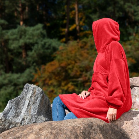 Bluzair Bluza Koc Hoodie Oversize Polska Czerwona Bluzair Bluza Koc Hoodie Oversize Polska Czerwona