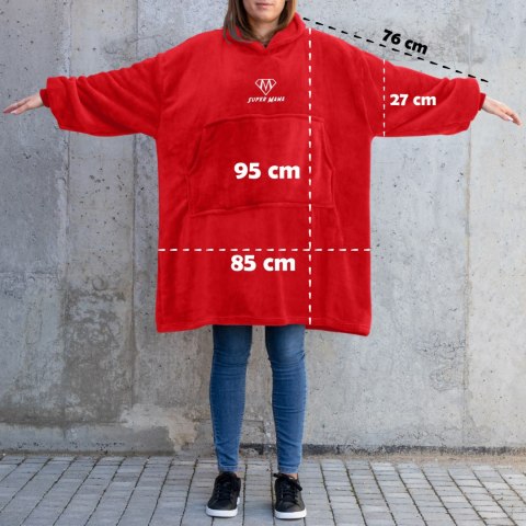 Bluzair SUPER MAMA - Bluza koc - Czerwony - prezent dla mamy na urodziny Bluzair SUPER MAMA - Bluza koc - Czerwony - prezent dla mamy na urodziny