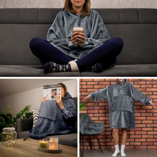 Bluzair SUPER MAMA - Bluza koc - Szary - prezent dla mamy na urodziny