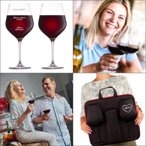 Etui na wino z kieliszkami diVinto dla Mamy - prezent dla mamy na urodziny Etui na wino z kieliszkami diVinto dla Mamy - prezent dla mamy na urodziny