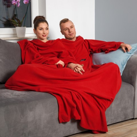 Kocyko - Szlafrok dla Pary Czerwony koc z rękawami Kocyko - Szlafrok dla Pary Czerwony koc z rękawami