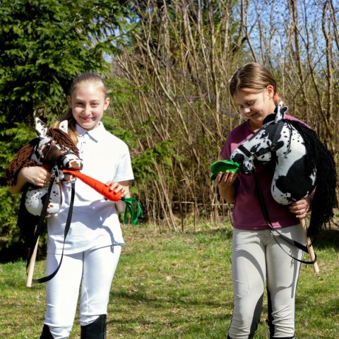 Hobby Horse z kantarem - łaciaty - nakrapiany - brązowo biały - dla dziecka Hobby Horse z kantarem - łaciaty - nakrapiany - brązowo biały - dla dziecka