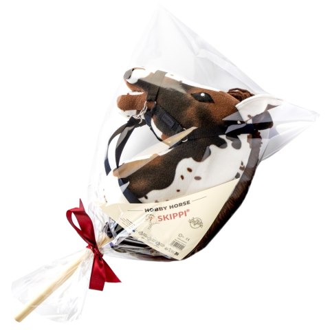 Hobby Horse z kantarem - łaciaty - nakrapiany - brązowo biały - dla dziecka Hobby Horse z kantarem - łaciaty - nakrapiany - brązowo biały - dla dziecka