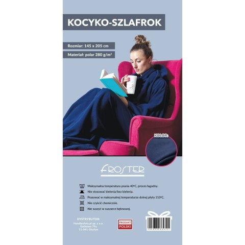 Kocyko - Szlafrok Granatowy ciepły koc z rękawami Kocyko - Szlafrok Granatowy ciepły koc z rękawami