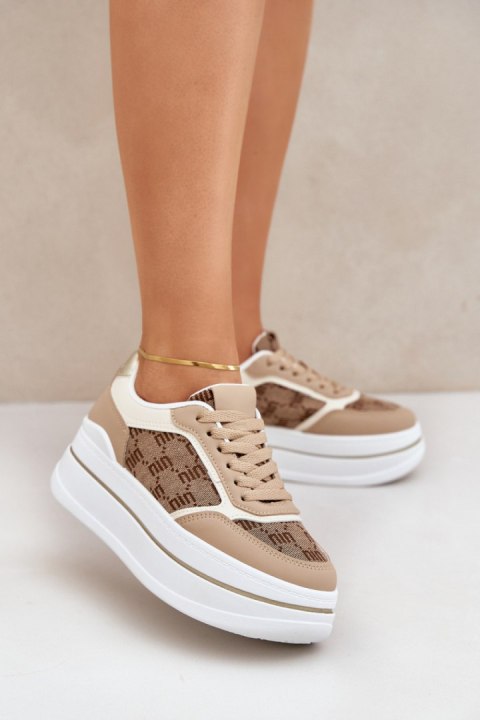 Buty Sportowe Model Fenarra LA312P Beige - Step in style Buty Sportowe Model Fenarra LA312P Beige - Step in style