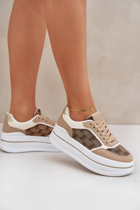Buty Sportowe Model Fenarra LA312P Beige - Step in style Buty Sportowe Model Fenarra LA312P Beige - Step in style